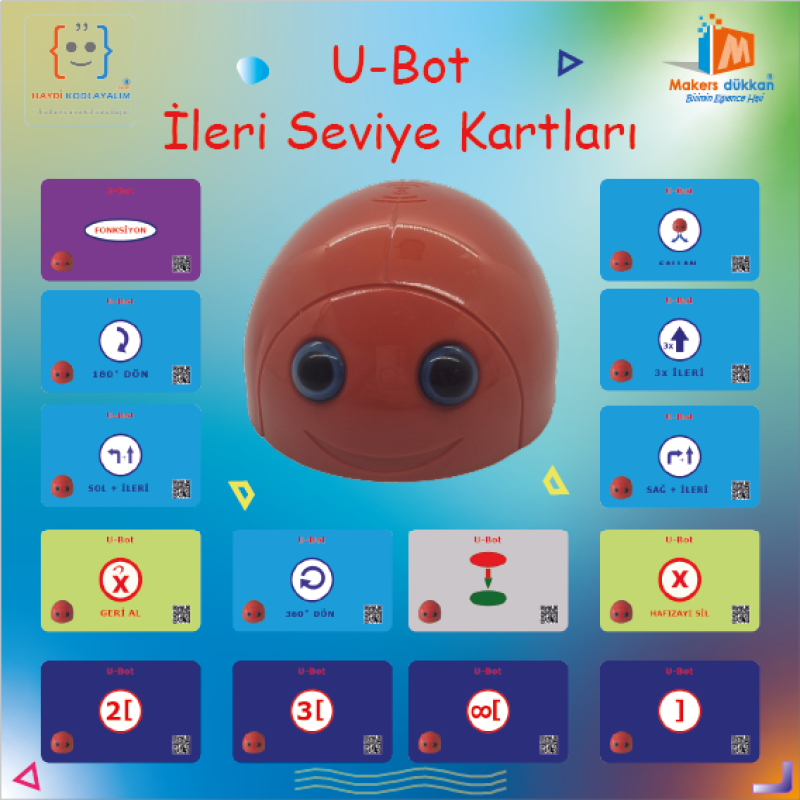 U-Bot Ekransız Kodlama Robotu İleri Seviye Kart Seti